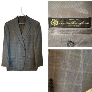Daniel Cremieux Loro Piana Blazer Gray Plaid Sz 46R